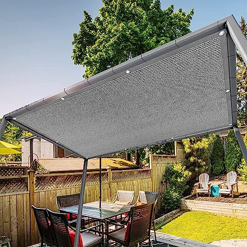 Tenda parasole rettangolare per esterni, patio, giardino, 2 x 5,5 m, grigio, traspirante, con corda fissa, blocco UV, baldacchino per cortile, terrazza, cortile, piscina, pergola