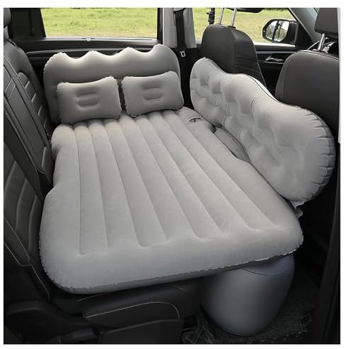ASKKLP Auto Rücksitz Dickere Luftbett Auto Matratze für Mini Convertible (2004-2008) [R52], SUV Aufblasbare Matratze, Auto Camping Reisematratze Beflockt Auto Luftmatratze,A/Gray
