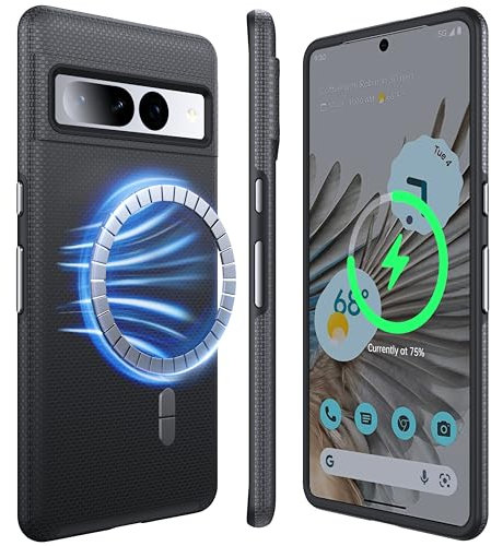 NJROW Strong Magnetic for Google Pixel 7 Pro Case Compatible with MagSafe[2025 Upgraded][Dual Layer Heavy Duty][Military Shockproof] Rugged for Google Pixel 7 Pro Phone Case Slim, Midnight Black