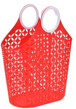 Fox Run Red Cleaning Caddy, Laundry and Produce Basket with Built-In Handles, 6 x 14 x 18