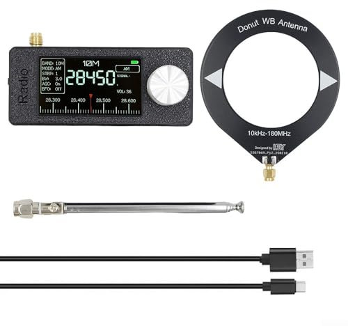 Zoegneer SI4732 Vollband-Radioempfänger mit 4,8 cm IPS-Bildschirm, tragbare Schleifenantenne, 800 mAh Akku, ESP32-S3-Steuerung, für AM, FM, LSB, USB, 0,5-108 MHz (A)