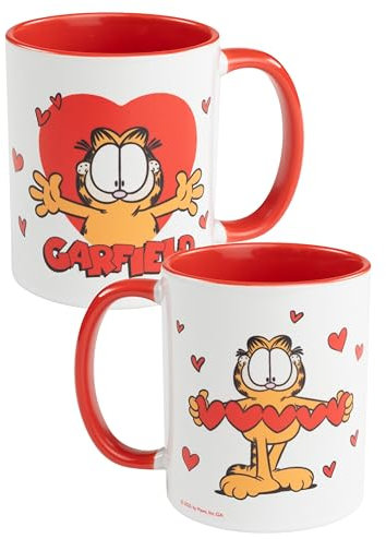 United Labels Garfield Mug - Hearts Coffee Mug Mug Ceramic Coffee Mug 320 ml Red/White