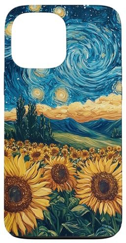 Sunflower Floral Flower Van Gogh Style Starry Night Graphic Case for iPhone 13 Pro Max