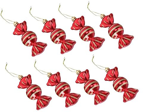 HEALSOPTHY 8stücke Teiliges Weihnachtsbaum Deko Candy-förmige Anhänger DIY Süßigkeiten Für Festliche Dekorationen Große Hängende Ornamente Für Erwachsenen