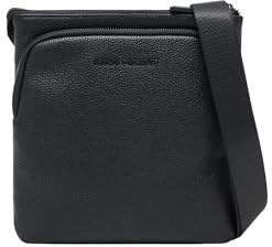 Armani Exchange, Men's Madrid, sustainable, embossed logo, Flat Crossbody, Black, One size