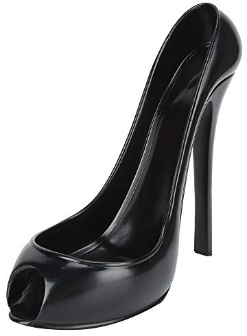 CHEOTIME Weinflaschenhalter, Weinregal aus schwarzem Kunstharz im High-Heel-Design mit eleganter Kurve, dekorativer Tischständer für die Bartheke oder das Esszimmer