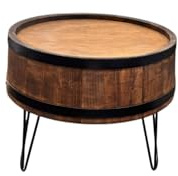 weeco Table basse vintage industrielle en forme de tonneau, 73,5 x 50 x 40 cm, en bois d'aulne avec bandes en acier, noir