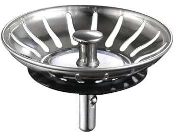 HUVZOR Bouchon Évier Cuisine 82mm, Inoxydable - Filtre Universel Réglable avec Goupille, Fonctionnement à Bouton Excentrique, Compatible Lave-Vaisselle et Résistant à la Corrosion