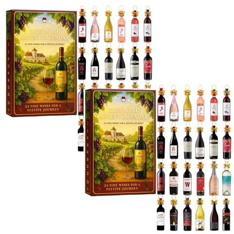 Wein-Adventskalender 2025, 2025 Wein-Adventskalender, 24 Tage Weihnachts-Adventskalenderboxen, Eine tägliche Verkostungsreise durch die vielfältigen Aromen der Weine (2 Stück)