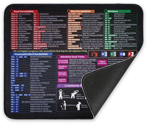 Yimomoyi Mauspad 300 x 250 mm, Excel Mouspad Deutsch für Office Word PPT Windows Mouse Pad Klein, Exel Mauspad Deutsch für Büro und Zuhause