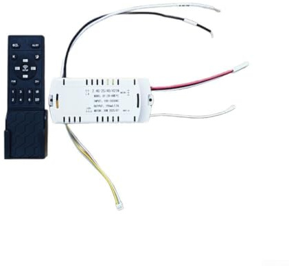 Linnkyfloa Ceiling Fan Remote Control with Stepless Dimmer and 6-Speed Timer for Invisible Fan Light, DC 24V Inverter Controller, White or Black(A)