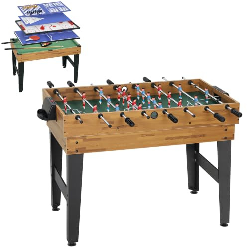SPORTNOW 13-in-1 Multi Spieltisch Multifunktionstisch mit Tischtennis | Billardtisch, Kickertisch, Tischfußball, Hockey, Shuffleboard, Bowling, Inkl Zubehör, Ideal Spielzimmer Partys Jugendliche