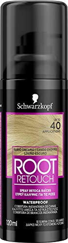 Schwarzkopf Root Retoucher - Spray retoca raíces - Coloración del Cabello Rubio Oscuro – Hasta 40 aplicaciones – Disimula el efecto raíz