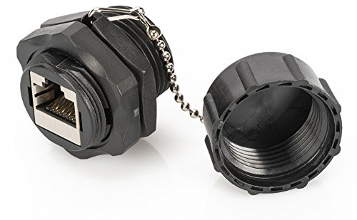 DIGITUS Industrie-Kupplung Cat-6 Geschirmt - 2x RJ45-Buchse - IP67 Staubdicht Wasserdicht - 250 MHz 1GBase-T Klasse-E, schwarz