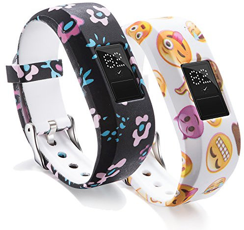 Ruentech Kinder-Ersatzarmband Kompatibel mit Garmin Vivofit Jr. 2, Kinder-Fitnessarmband, in Kinder-Größe, verstellbar, gemustert, aus Silikon