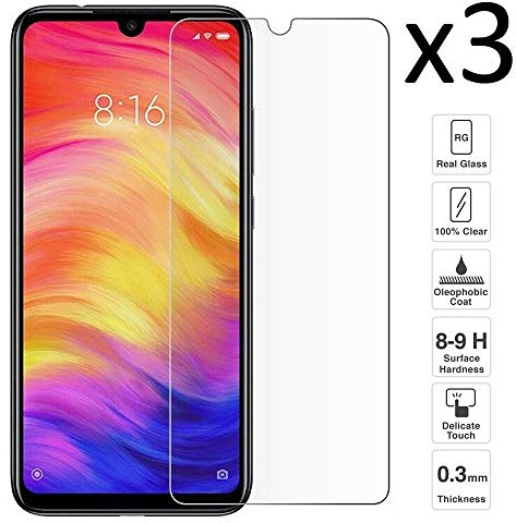 iGlobalmarket [3 Unidades] Protector de Pantalla compatible para Xiaomi Redmi Note 7 / Note 7 Pro, Cristal Templado, Alta Definicion, 9H Dureza, Resistente a Arañazos