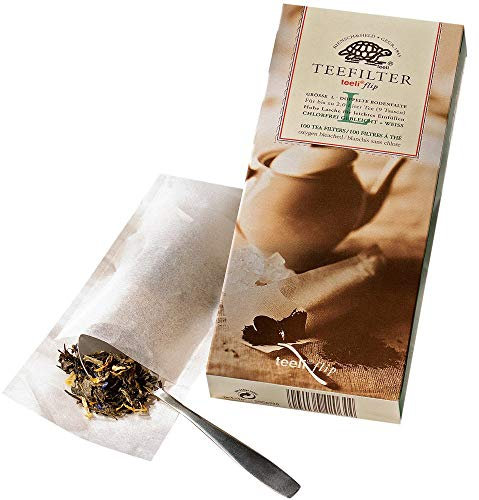 Teeli L Flip Tee Filtertüten/Einweg-Tee-Ei / 100 Teefilter Teebeutel selbstbefüllen Teefilter/Tbeutel/Papierfilterbeutel/geeignet für eine Teekanne bis 2,0 Liter/lose Blatttee/Kräuter