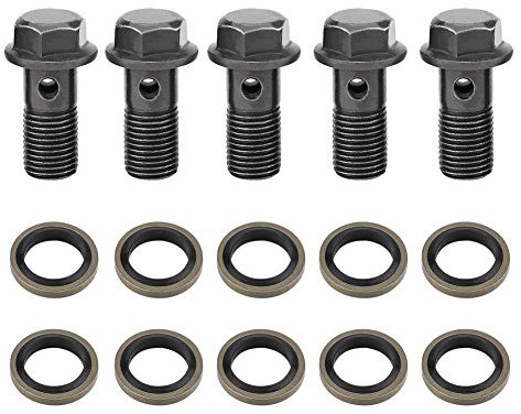 Banjo Bolts And Fittings Keenso 5pcs Motorcycle Banjo Bolts & Washers for Brake Caliper Master Cylinder M10 x1.25/M10 * 1.0mm Copper Washers for Brake Calipers(M10×1.25mm) Automotive Interior and