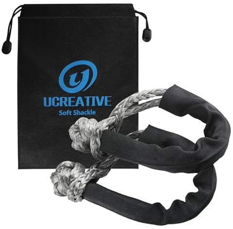 Ucreative Lot de 2 manilles synthétiques Souples de 1,27 cm x 55,9 cm (résistance maximale à la Rupture de 25 kg) avec Manchons supplémentaires (Gris)