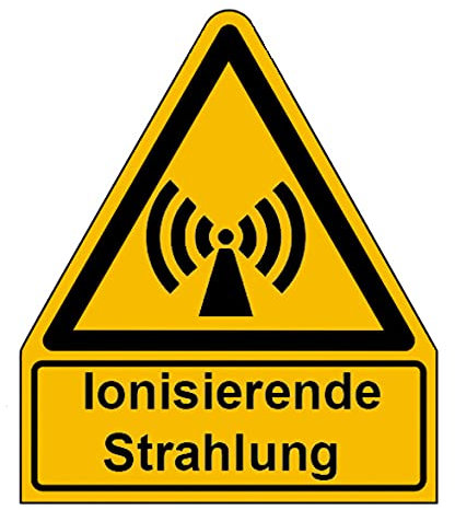 Aufkleber Warnaufkleber Ionisierende Strahlung Warnung Warnschild Folie signalgelb ähnl. ISO 7010 | Größen wählbar Made in Germany, Größe: 210x245 mm