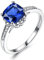 HCMA Tansanit Edelstein Ringe für Frauen 925 Sterling Silber Ring Geburtsstein Verlobung Hochzeit Romantische Valentinstag Schmuck Geschenk