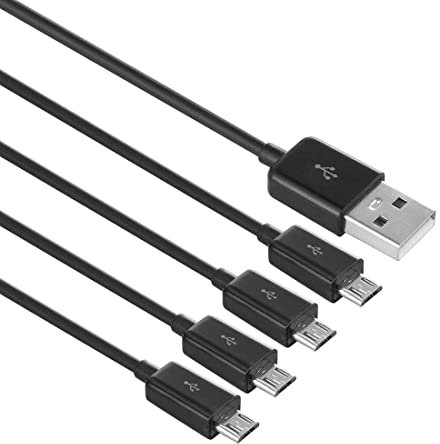 Câble de charge multi-micro USB, 4 en 1 USB mâle vers 4 micro USB mâle, câble de charge rapide micro USB (noir 0,5 m)