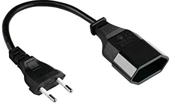 Kabelmeister Euro-Verlängerung Euro-Stecker Typ C (gerade) an Euro-Buchse (gerade) - KUPFERLEITER CU - 0,75 mm² SCHWARZ SK0300-S002 0,2 m