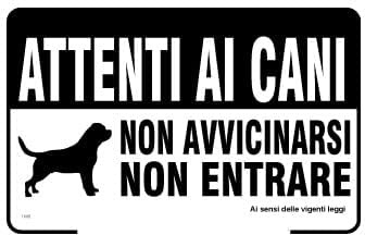 Social Crazy - Segnaletica - Attenti ai cani non avvicinarsi non entrare - Adesivo Extra Resistente, Pannello in Alluminio 30X42 CM - Nero - Avvertimento
