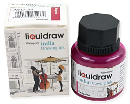Liquidraw Coloured Drawing India Ink, Magenta - 35ml | Artist Supply, Non-Fade, Waterproof, Lightfast & Permanent, Pens & Brushes, Use on Paper Board, Canvas, Fabric & Wood