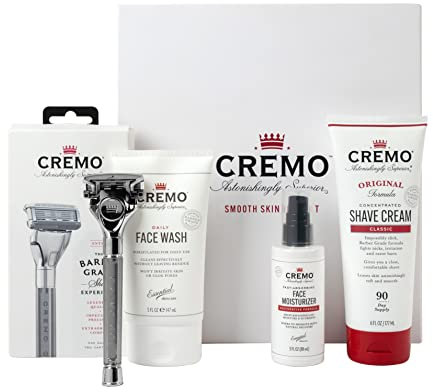 CREMO SKIN CARE KIT mit Gesichtsreinigung, Rasierer, & Gesichts Moisturiser- Geschenkset für Männer
