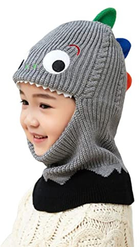 JAWSEU Baby Kinder Winter Warm Mütze Schal Set Tiere Dinosaurier Gestrickter Mütze Beanie Mütze Haube Strickmütze Wintermützen Earflap Hut Kappe Schnee Hut Schlupfmütze Schalmütze