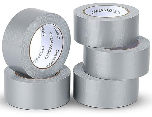 CHUANGSEED 5Rollen Panzertape Silber 27.4m x 50mm –extra stark, panzerband Grau Gewebe-Klebeband Wasserdichtes Reparaturband für innen & außen gewebeverstärktes Reparaturband