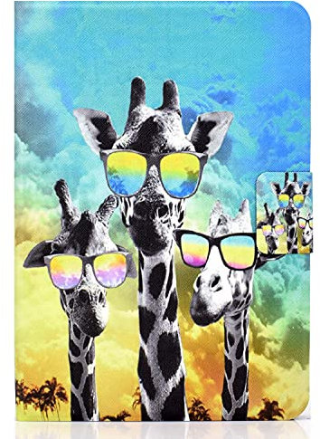 Bspring Folio Case for All-New 6 Kindle (11th Generation, 2022/2024 Release) - Book Style Colorful Leather Shockproof Cover with Auto Sleep/Wake,Three Giraffes