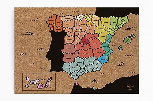 Mapa de corcho de España, Negro/color, 40x60
