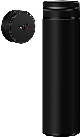 Tazza Termica 500 ml, Borraccia Termica con LED Temperatura Coperchio, Bottiglia Acqua Thermos da Caffè in Acciaio Inossidabile 304, Borraccia Mantenere Caldo/Freddo per Scuola, Ufficio D-Smart