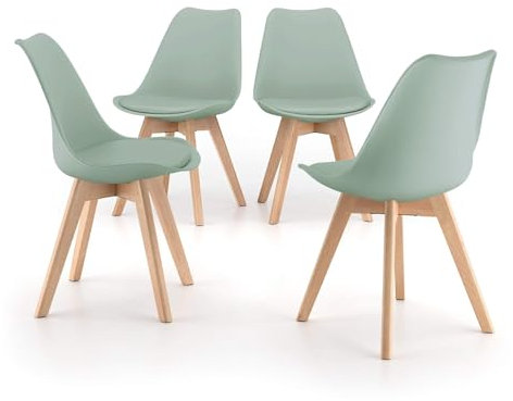 MOBILI FIVER, Skandinavische Stühle Greta, 4-er Set, Salbeigrün