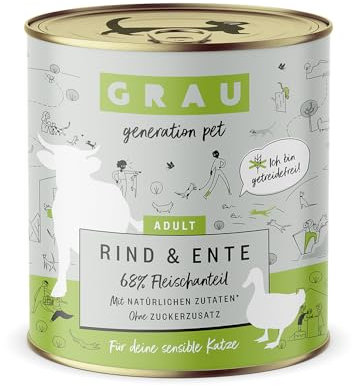 Grau – das Original – Nassfutter für Katzen - Rind & Ente, 6er Pack (6 x 800g), getreidefrei, für Erwachsene Katzen