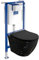ViConnect H112 Vorwandelement Unterputz WC mit Bedienplatte + Wand Hänge Tiefspül WC Sofi Slim Fire Schwarz Spülrandlos | Komplettset | Unterputz Spülkasten | Toilette Komplett Sett|