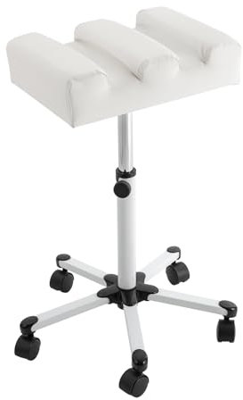 Dekltus Fußpflegestuhl, Pediküre Stuhl mit 5 Universalrädern, Verstellbarer Höhe (50-70cm) - Max. Belastbarkeit 5kg, Beinstütze Fußpflege der Maniküre und Pediküre zu Helfen (Weiß)