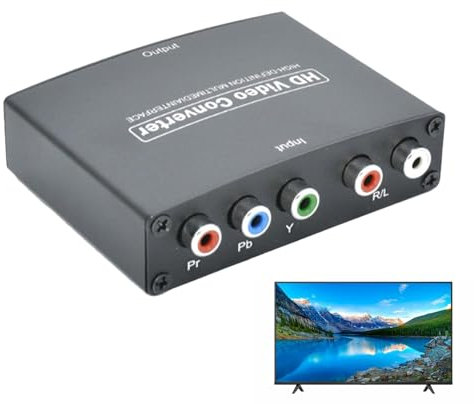 YPbPr + L/R Audio-zu-HDTV-Konverter, YPbPr-zu-HDTV-Adapter,YPbPr zu HDTV Mehrzweckkonverter - Wiederverwendbarer schwarzer Videokonverter, benutzerfreundlicher Konverter für Zuhause und bei