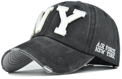 FVKTHNVS Washed NY Baseball Cap Große Stickerei Unisex Outdoor Cap Dad Hat, dunkelgrau, 58