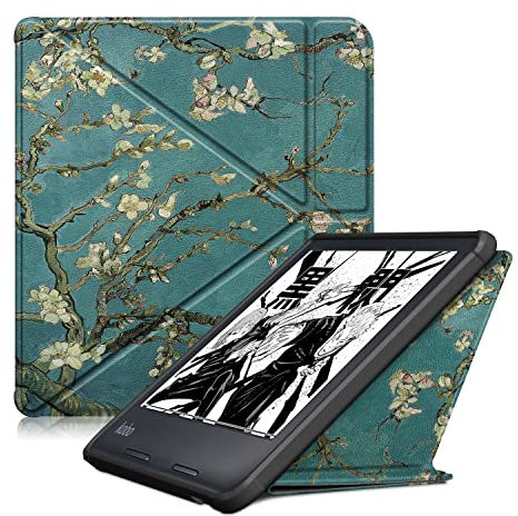 DINGGUAGUA Coque pour liseuse Kobo Libra 2 couleur 7 2024 avec supports magnétiques - Coque en TPU souple avec fonction veille/réveil automatique - Motif fleurs