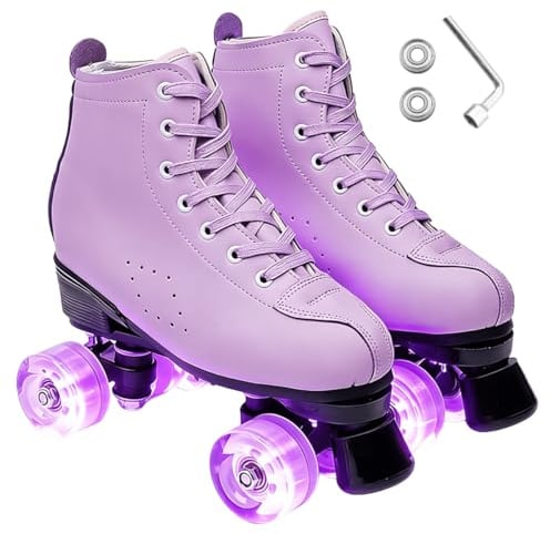 ERNAN Damen Klassische Retro Rollschuhe,Disco Roller,Classic Roller | Rollschuhe für Kinder und Erwachsene, komfortabl LED Rollerskates für Jugendliche und Mädchen