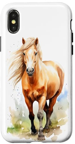 Pferd Aquarell Wild Palomino Pony Pferde Tier Hülle für iPhone X/XS