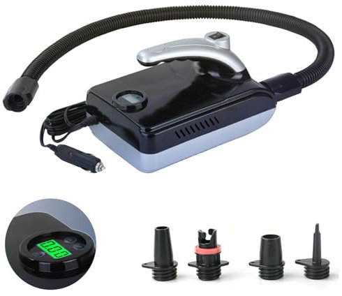 Vlocky 20PSI Electric SUP Pump Intelligent Air Pump with 4 Nozzles, 12V DC Car Connector, Quick Air Inflator and Auto-Off, for Stand Up Paddle Boards, Inflatable Kayak, Water Sports