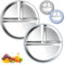 CHENBOOW Piatto con Ventosa per Bambini,2 Pezzi Piatto Svezzamento,Piatto in Acciaio Inox per bambini,Piatti Bambini Pappa Svezzamento Piatto,Piatto Antiscivolo,Piatti per Bambini in Acciaio Inox