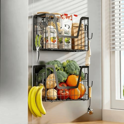 Trysea 2er Pack Magnetregale für Kühlschrank, Obstkorb Magnetisch Kühlschrank, Magnetregale für Waschmaschine, Magnetisches Regal Kühlschrank