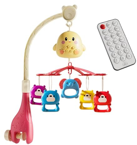 Birtern Krippen-Mobile mit Musik, Kinderzimmer-Mobile mit Fernbedienung, drehbares Spielzeug für Schlafzimmer, Kinderzimmer, Dekoration, 0-18 Monate, Mädchen, Kinderbett, Stubenwagen