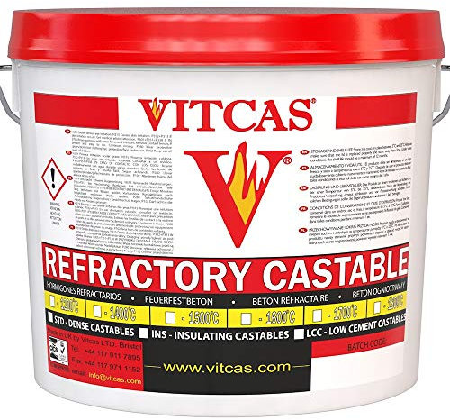 VITCAS 25Kg Refractory Castable Grade 1700 C – Castable Cement Refractory Concrete - Furnace Cement- Protective Refractory Concrete