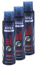 3x Nivea for men Dry Impact Deospray / Deodorant / Deo Spray / 150ml / 92g / DRY IMPACT